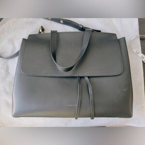 VGUC Mansur Gavriel Black Structure Calfskin LadyBag with Royal Blue Interiors